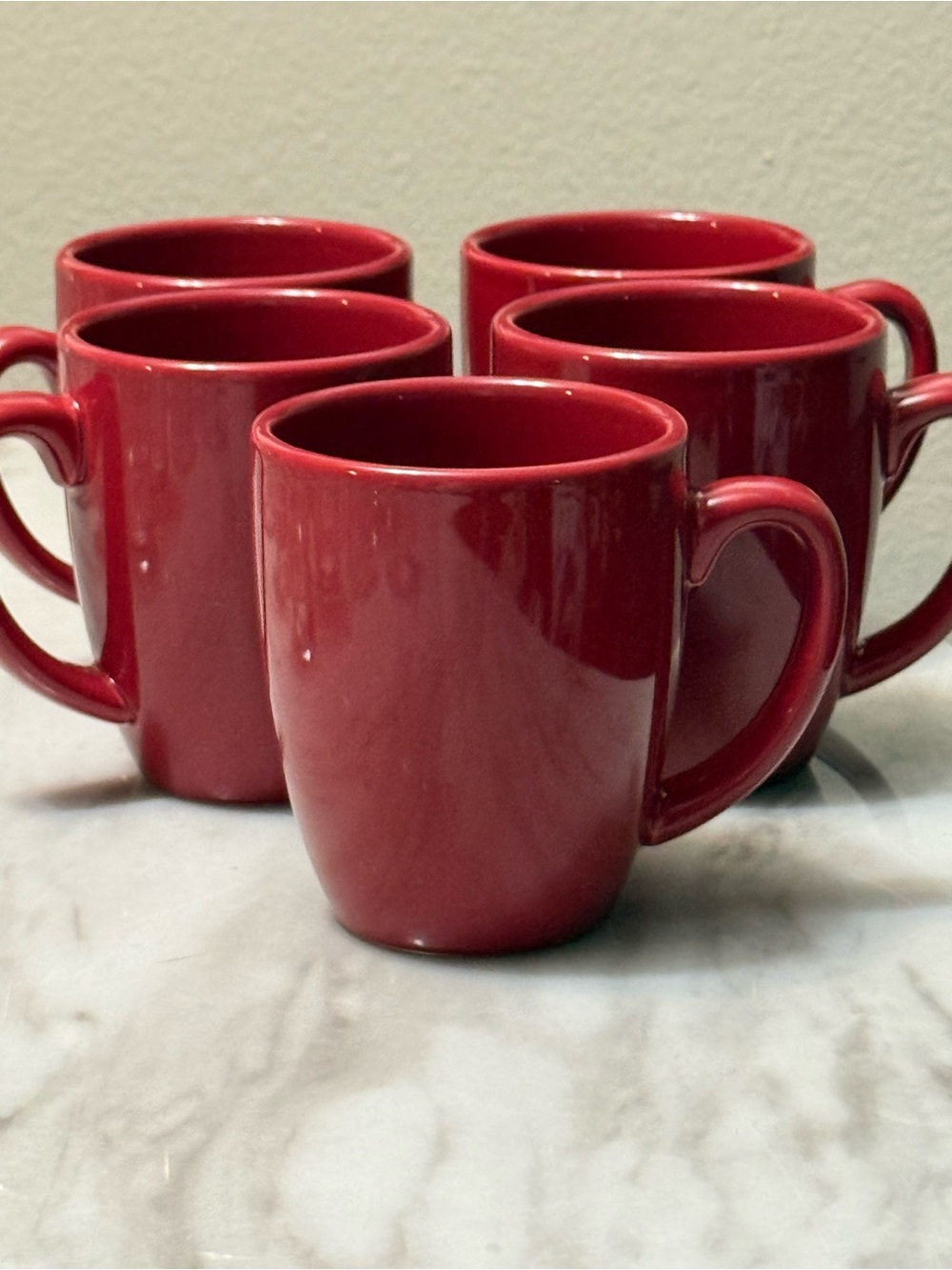 CORELLE red coffee mugs stoneware set of 5